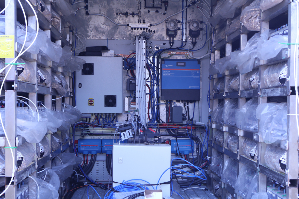 Cells inside battery-electrolyser test unit